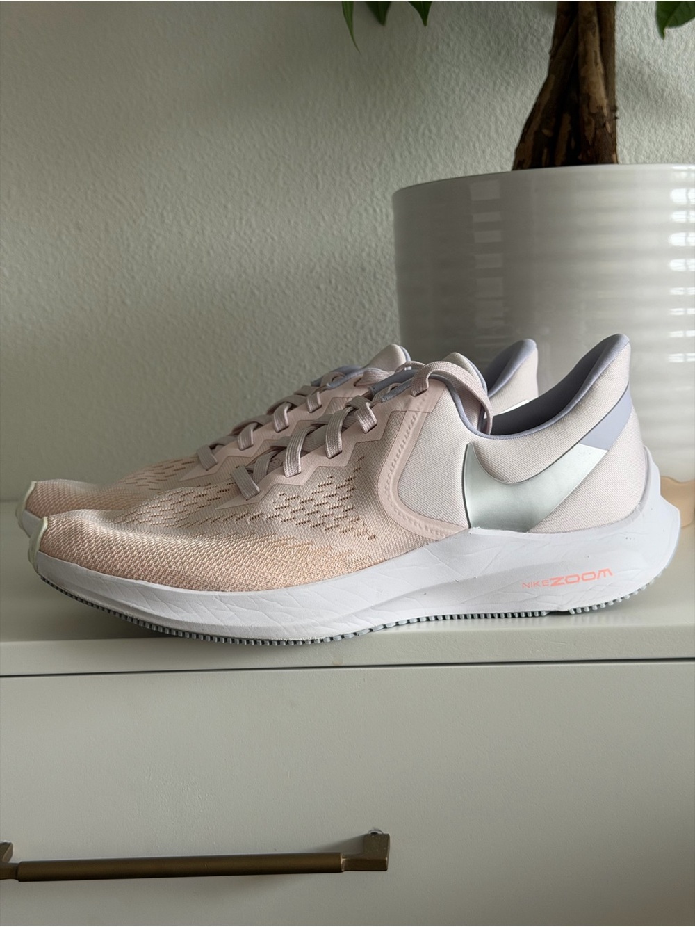 Nike Women’s Pink and Silver Zoom Running Sneakers